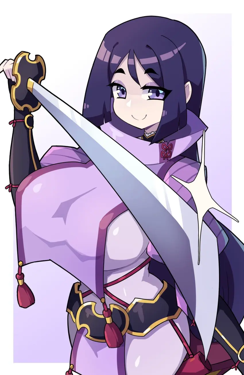 Image 1girls,2023,big_breasts,breasts,female,female_only,hi_res,long_hair,looking_at_viewer,solo,smiling,smiling_at_viewer,purple_eyes,purple_hair,fate_(series),sword,fate/grand_order,katana,j5daigada,minamoto_no_raikou_(fate/grand_order)