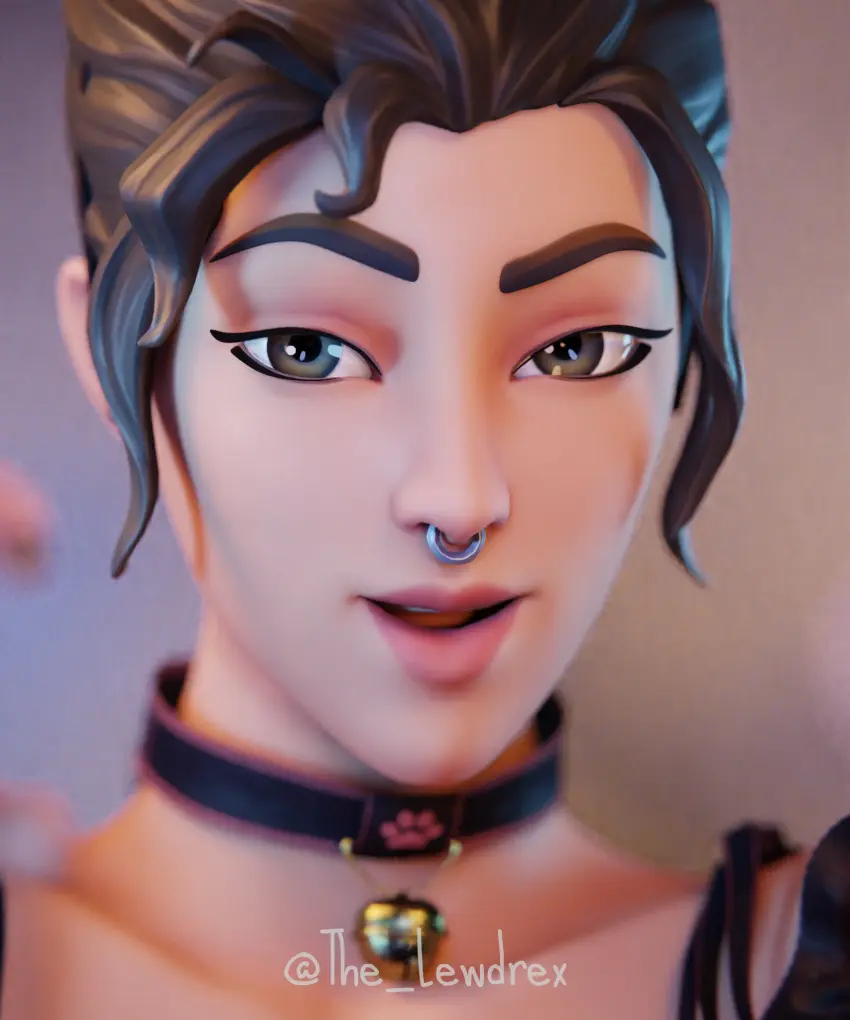 Image 1girls,female,female_only,hi_res,highres,light-skinned_female,light_skin,looking_at_viewer,smile,solo,female_focus,cat_girl,smiling,watermark,solo_focus,fortnite,brown_hair,3d,blender,3d_(artwork),fortnite:_battle_royale,epic_games,nose_piercing,face_closeup,chocker,face_focus,cat_costume,lewdrex,rio_(fortnite)