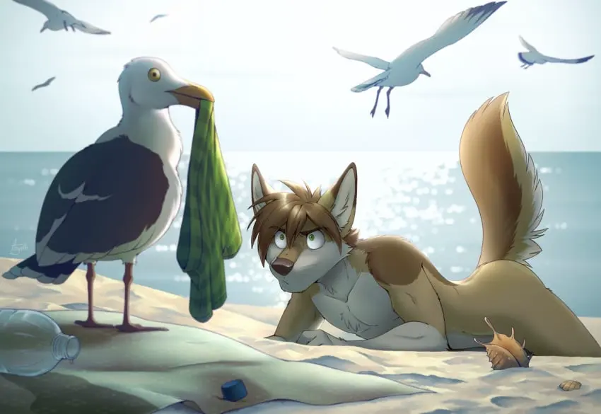 Image 1boy,male,nude,convenient_censoring,furry,ass,beach,tagme,wardrobe_malfunction,stolen_swimming_trunks,stolen_swimsuit,ango76,seagull,stolen_clothes