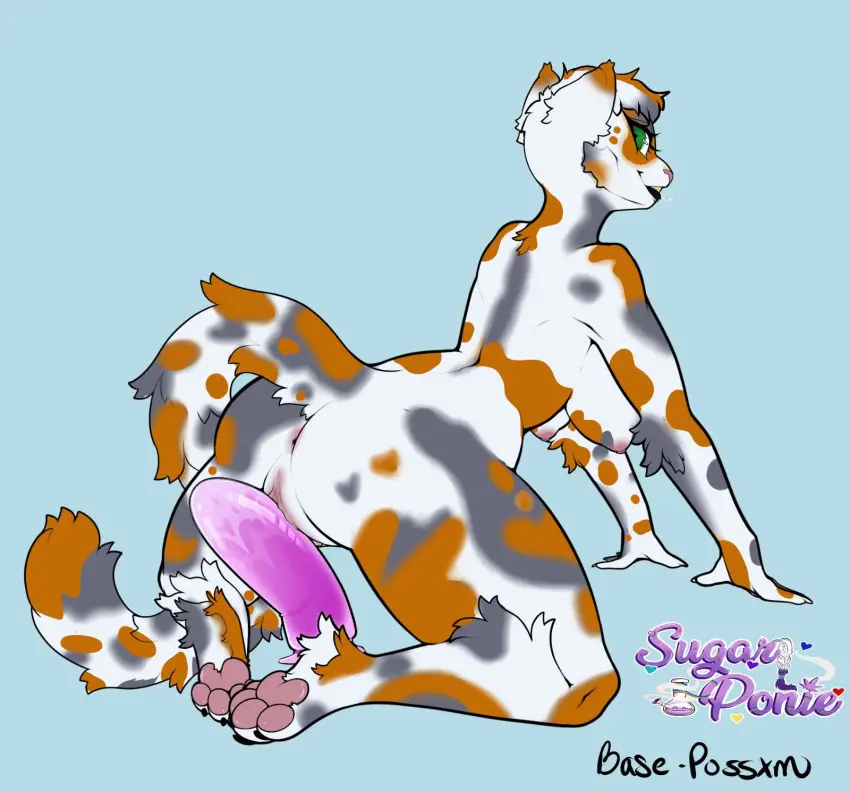 Image big_breasts,breasts,female,hi_res,pussy,genitals,mammal,sex_toy,dildo,feline,felid,sex_toy_insertion,dildo_insertion