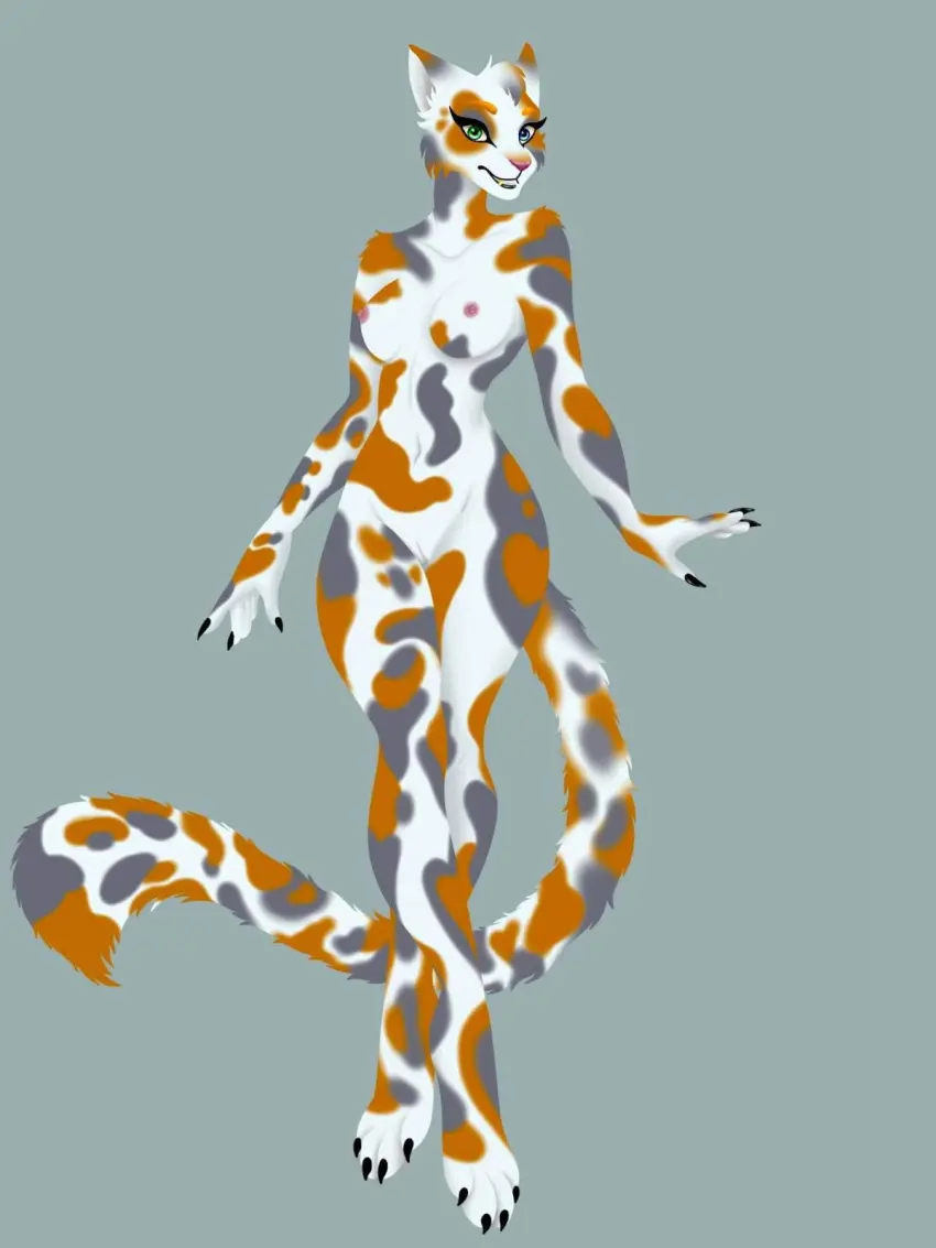 Image breasts,female,hi_res,solo,nude,pussy,anthro,genitals,mammal,feline,felid,domestic_cat,felis,spots
