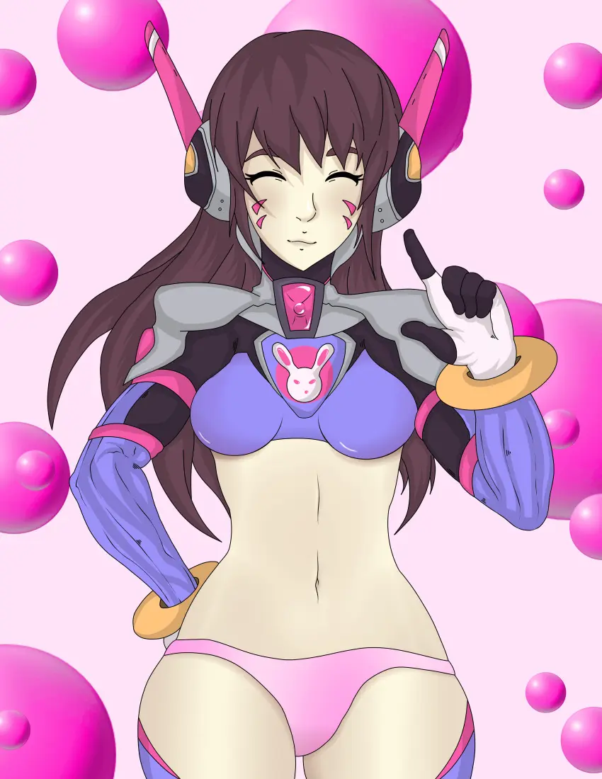 Image 1girls,clothed,female,solo,standing,panties,smiling,closed_eyes,overwatch,overwatch_2,d.va,mistakeart60