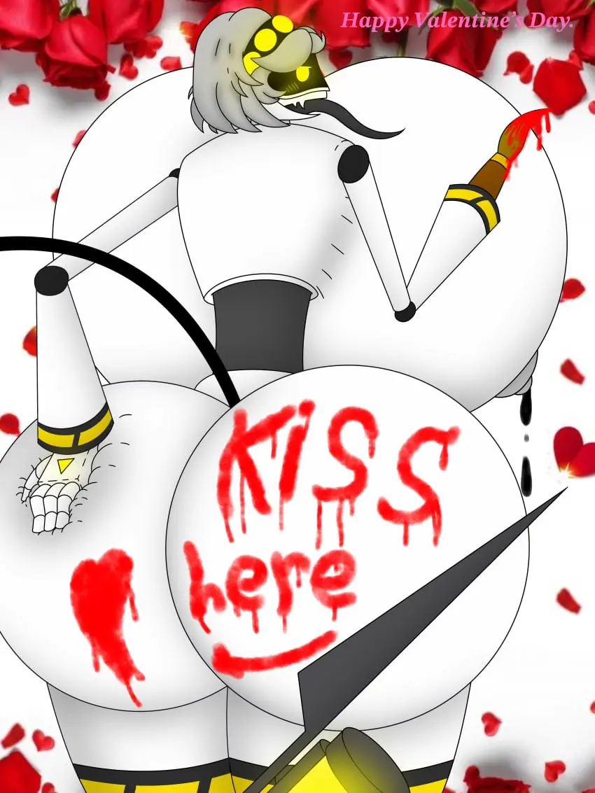 Image breasts,female,female_only,nude,grabbing_own_ass,breasts_bigger_than_head,hyper_breasts,ass_grab,hyper_ass,backboob,robot,robot_girl,casual,casual_nudity,ass_bigger_than_head,murder_drones,valentine's_day,v_(murder_drones),ytpoop2099