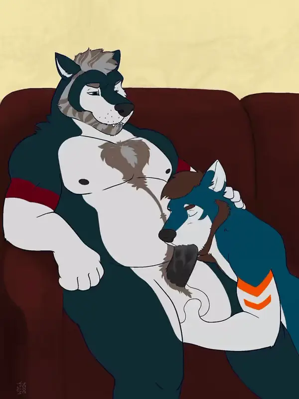 Image grey_hair,nipples,male,oral,penis,sex,duo,erection,fellatio,muscular,male/male,balls,hair,anthro,sitting,looking_at_partner,brown_hair,closed_eyes,slightly_chubby,animated,canid,canine,genitals,inside,mammal,biceps,pecs,looking_at_another,2024,happy_trail,penile,furniture,on_sofa,sofa,pubes,beard,facial_hair,body_hair,masculine_male,mature_male,age_difference,chest_hair,musclegut,hand_on_back,hand_on_neck,hand_on_balls,witek_(artist)