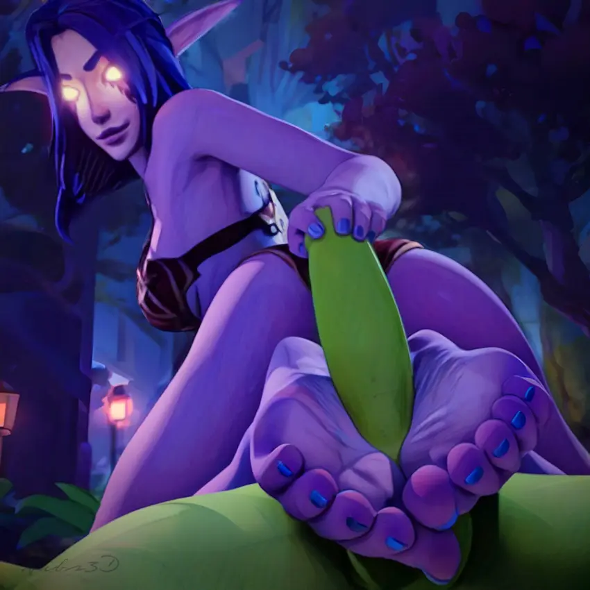 Image 1girls,female,1boy,blue_hair,male,penis,big_penis,barefoot,feet,purple_skin,green_skin,night_elf,warcraft,world_of_warcraft,soles,interspecies,5_fingers,footjob,blizzard_entertainment,orc,orc_(warcraft),orc_male,orced,5_toes,nibs3d