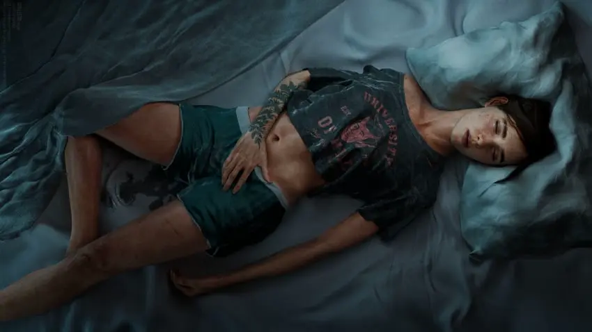 Image 1girls,clothed,clothing,female,female_only,hi_res,highres,light-skinned_female,light_skin,shirt,solo,bed_sheet,lying,on_back,female_focus,freckles,midriff,solo_focus,tattoo,tattoo_on_arm,tattooed_arm,slim,teenager,teenage_girl,wet,brown_hair,closed_eyes,alternate_version_available,on_bed,bed,3d,blender,realistic,bedroom,lying_on_bed,3d_(artwork),shorts,skinny,post_orgasm,pillow,freckles_on_face,sleeping,after_orgasm,laying_on_back,lying_on_back,viewed_from_above,jean_shorts,sony_interactive_entertainment,laying_on_bed,blanket,after_masturbation,ellie_(the_last_of_us),ellie_williams,naughty_dog,the_last_of_us,the_last_of_us_2,wet_sheets,drills3d,post_masturbation,selfdrillingsms
