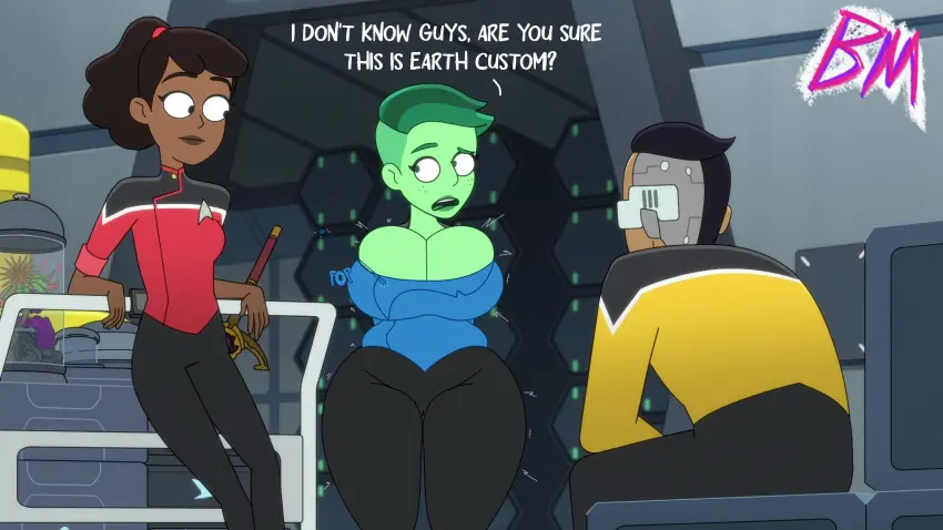 Image breasts,female,human,large_breasts,male,ass,thick_thighs,dark-skinned_male,huge_breasts,text,thick_ass,green_skin,dark-skinned_female,edit,expansion,uniform,ass_expansion,breast_expansion,hourglass_expansion,screencap,screenshot,hips_wider_than_shoulders,hip_expansion,star_trek,screenshot_edit,booberries_morphs,orion_(species),screencap_edit,beckett_mariner,conscious,d'vana_tendi,samanthan_rutherford,star_trek_lower_decks