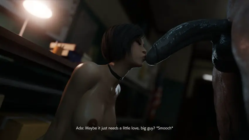 Image 1girls,female,1boy,male,female_focus,text,tagme,monster,3d,dialogue,asian,asian_female,puckered_lips,capcom,resident_evil,resident_evil_2,resident_evil_2_remake,ada_wong,kissing_penis,ada_wong_(adriana),mr_x,stephanie23,tyrant