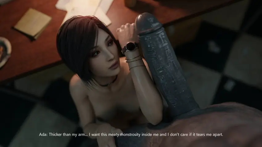 Image 1girls,female,1boy,male,female_focus,text,tagme,monster,3d,dialogue,interspecies,asian,asian_female,capcom,resident_evil,resident_evil_2,resident_evil_2_remake,ada_wong,ada_wong_(adriana),mr_x,stephanie23,tyrant,forearm_cock