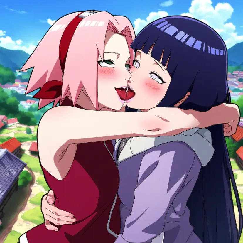 Image female,female_only,human,2girls,multiple_girls,ai_generated,ahe_gao,yuri,naruto,naruto_(series),naruto_shippuden,sakura_haruno,kissing,hyuuga_hinata,cheating_wife,tongue_kiss,french_kissing,powerhouserift,tongue_touching_another's_tongue,tongues_touching