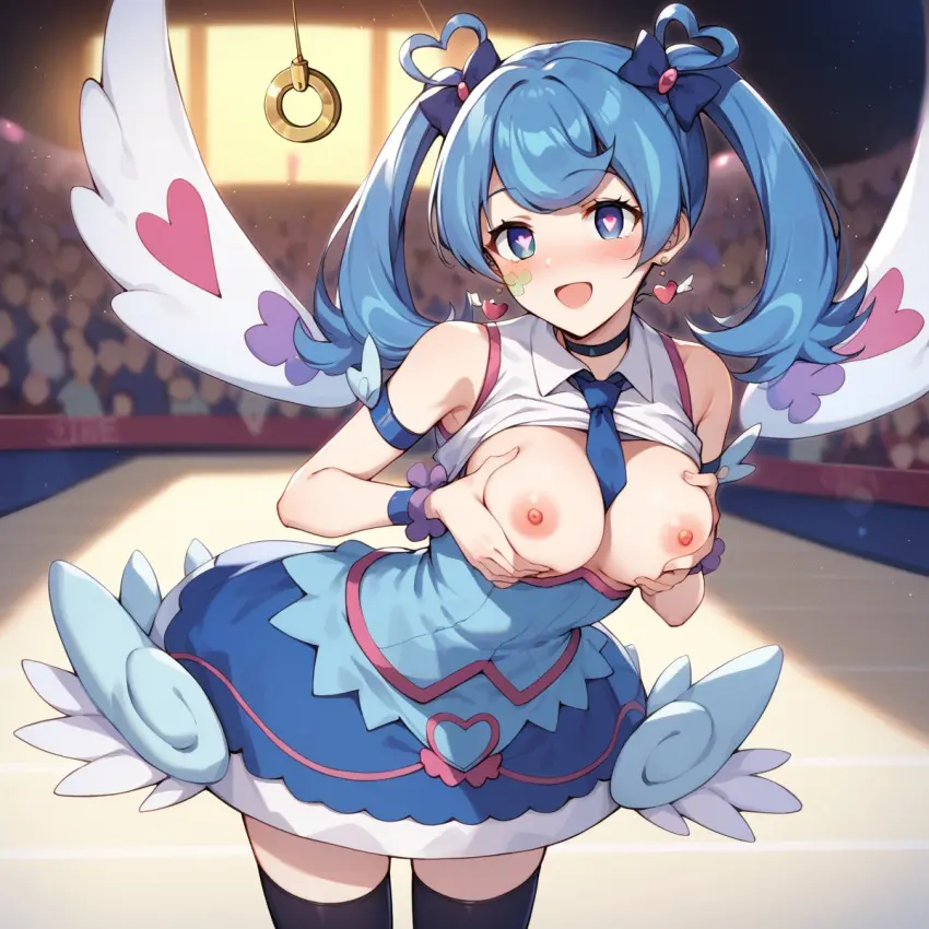 Image breasts,female,blue_hair,ai_generated,stockings,yu-gi-oh!,hypnosis,yu-gi-oh!_vrains,blue_angel