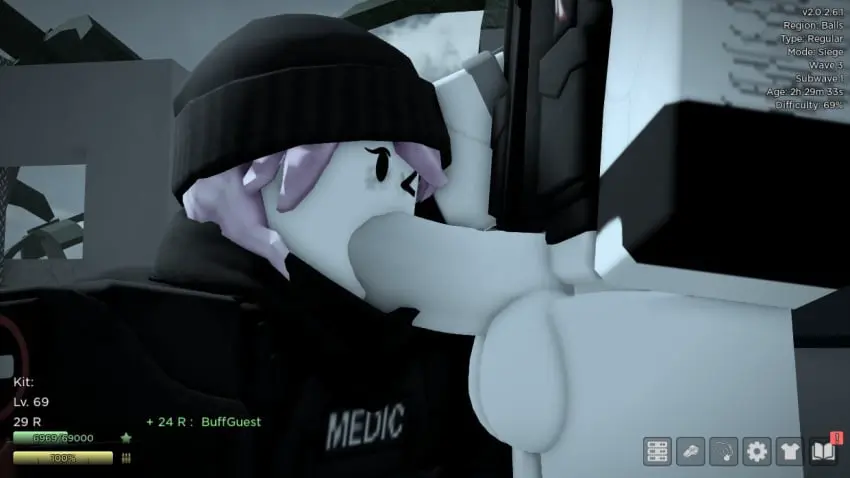 Image 1girls,clothed,female,1boy,male,penis,white_skin,fellatio,balls,pink_hair,tagme,one_eye_closed,3d,blowjob,beanie,roblox,robloxian,armor,bottomless_male,game_ui,roblox_game,tired_eyes,guest_(roblox),medic,dummies_vs_noobs,guest_6,popsiclethekat,guest_5