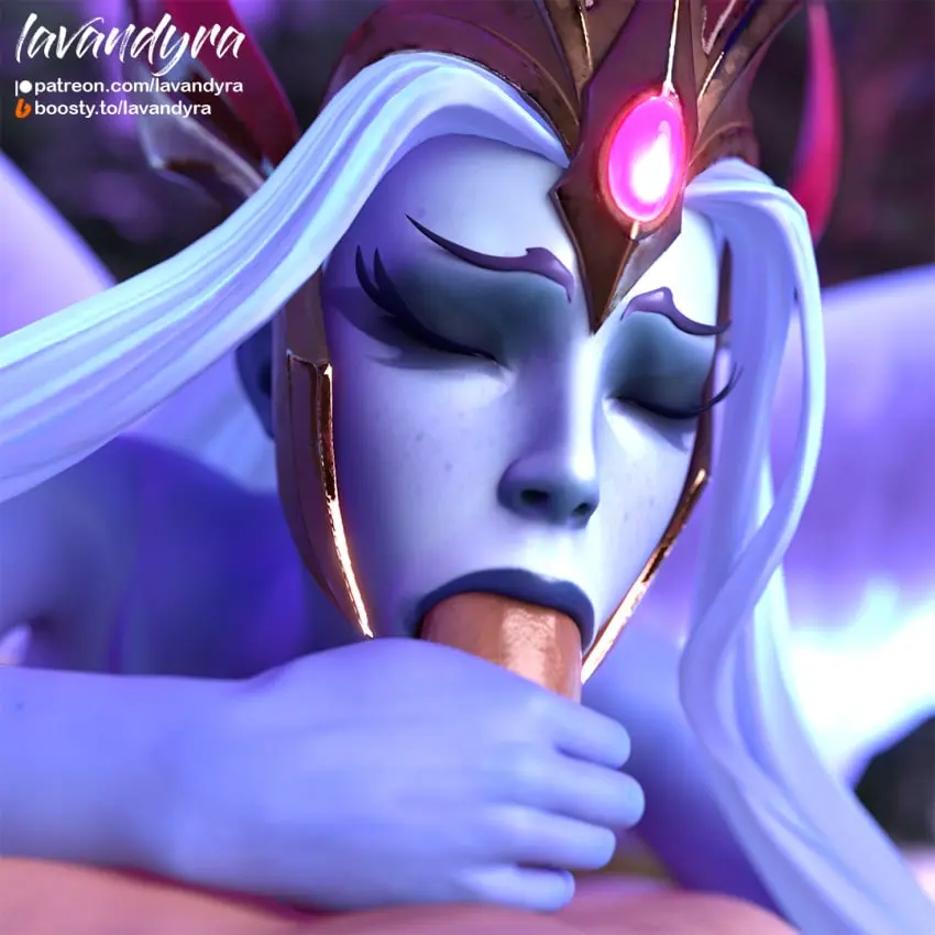 Image female,red_eyes,white_hair,male,nude,penis,sex,nude_female,light-skinned_male,nude_male,monster_girl,closed_eyes,3d,blender,blowjob,3d_(artwork),princess,blue_skin,crown,sucking,sucking_penis,blowjob_face,close-up,dota_2,lavandyra,vengeful_spirit