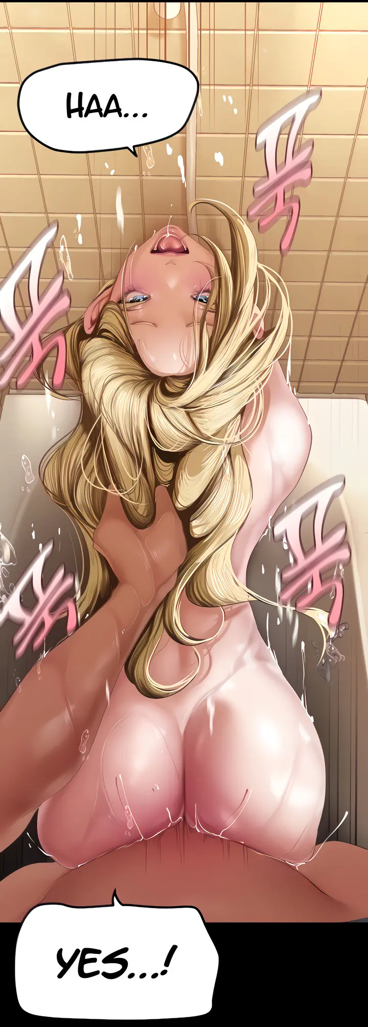 Image female,long_hair,open_mouth,blue_eyes,male,straight,tongue_out,tongue,ass,wet_skin,happy_female,backshots,blonde_hair,looking_at_partner,pov,wet_pussy,male_pov,horny_female,viewed_from_behind,pulling_hair,bouncing_ass,standing_doggy_style,brave_new_world,jin_seo-rin,yoongonji