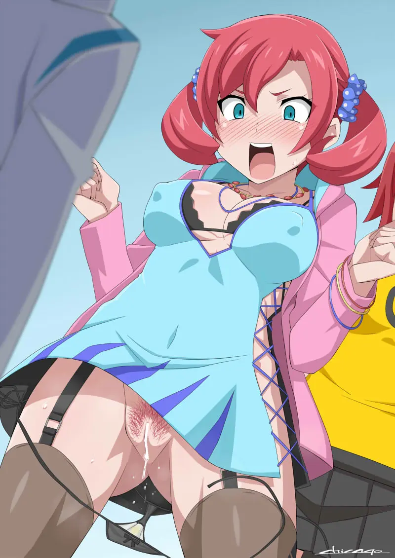 Image blush,breasts,cowboy_shot,female,large_breasts,open_clothes,shirt,1boy,2girls,blue_eyes,male,multiple_girls,pussy,thighhighs,clenched_hands,red_hair,bra,panties,underwear,blue_background,embarrassed,cleavage,covered_nipples,teeth,gradient_background,dress,pussy_juice,censored,medium_hair,pubic_hair,black_panties,twintails,skirt,no_panties,pleated_skirt,jacket,covered_navel,hood,digimon,wardrobe_malfunction,open_jacket,garter_straps,upskirt,out_of_frame,upper_teeth_only,black_skirt,black_bra,sideless_outfit,side-tie_panties,camisole,spaghetti_strap,pink_jacket,yellow_shirt,cross-laced_clothes,ami_aiba,digimon_story:_cyber_sleuth,nokia_shiramine,blue_camisole,chicago-x,hooded_jacket,sanada_arata,see-through_thighhighs,shiramine_nokia