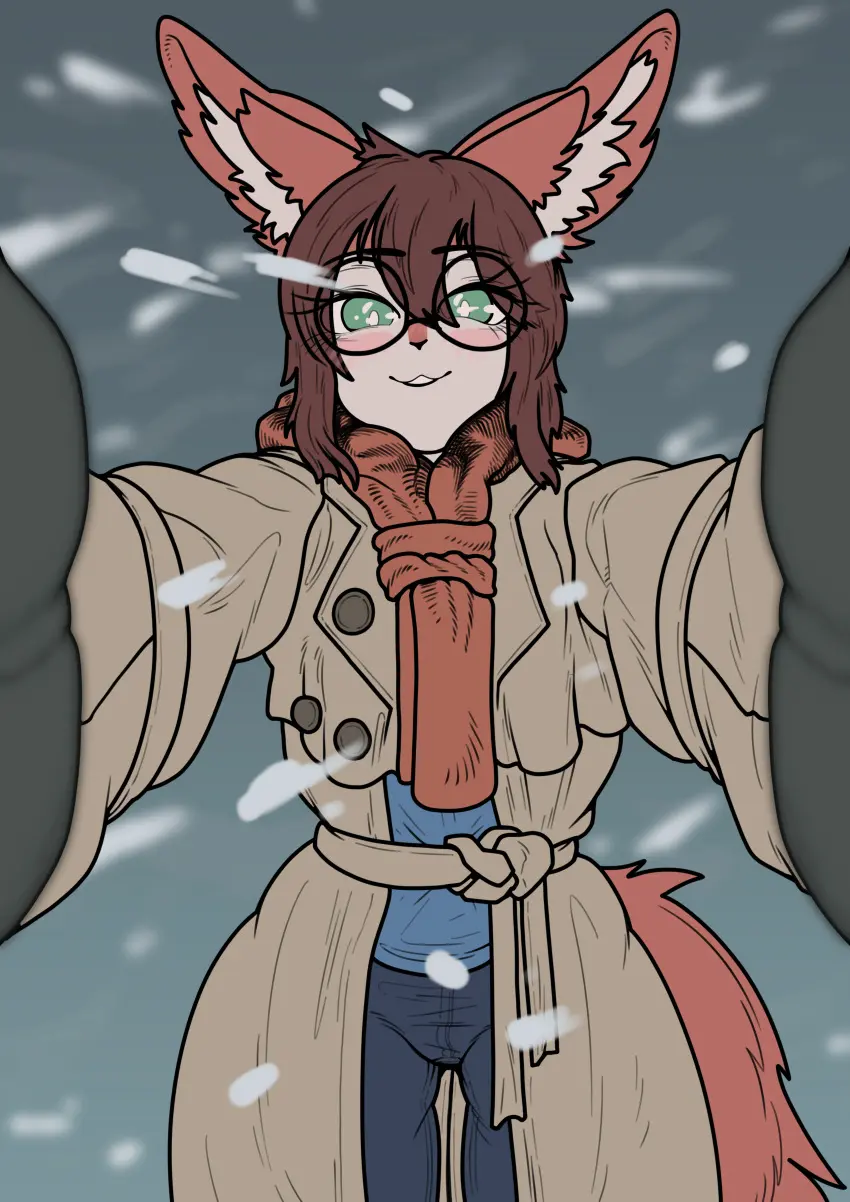 Image clothing,female,hi_res,solo,eyewear,glasses,absurd_res,canid,canine,mammal,christmas,holidays,topwear,meme,coat,nangnam