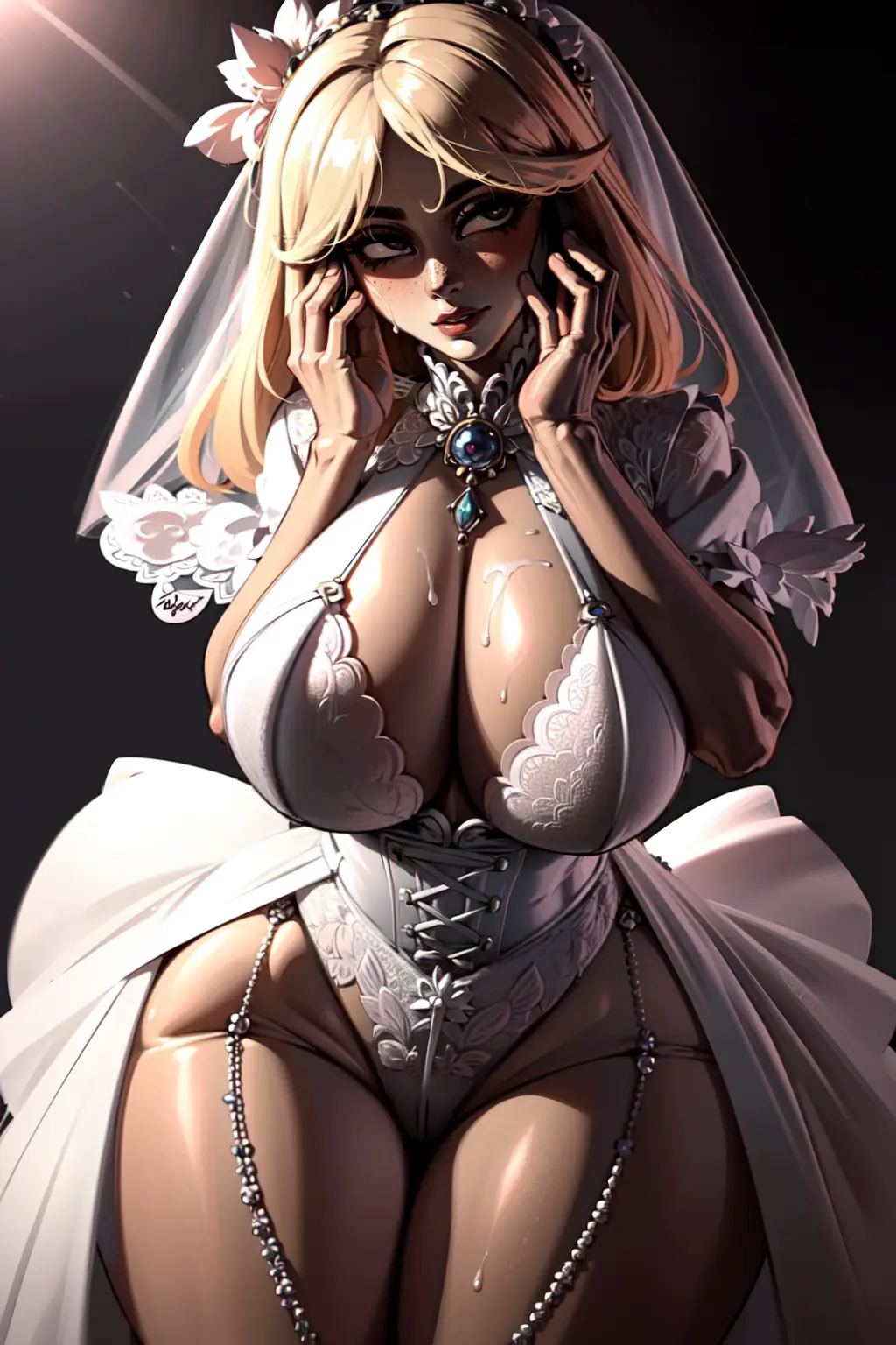 Image breasts,female,furry,huge_ass,thick_thighs,wide_hips,ai_generated,huge_breasts,anthro,tagme,curvy,slim_waist,charlie_hustle,isabelle_(animal_crossing),wedding_dress,render