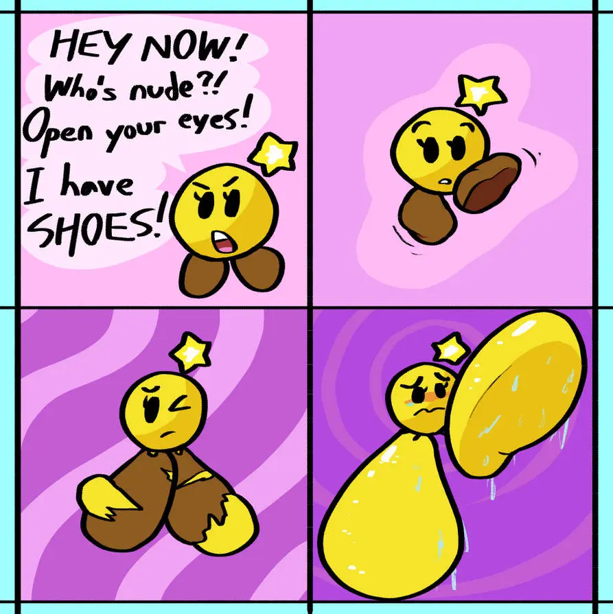 Image 1girls,blush,female,open_mouth,solo,barefoot,feet,naked,foot_fetish,one_eye_closed,comic,black_eyes,closed_mouth,naked_female,expansion,shoes,yellow_skin,foot_focus,big_feet,sweaty_feet,weird,no_artist_signature,fetish,ripping_clothing,huge_feet,mario_and_luigi_(series),starlow,ball_with_hyper_features,foot_expansion,foot_growth