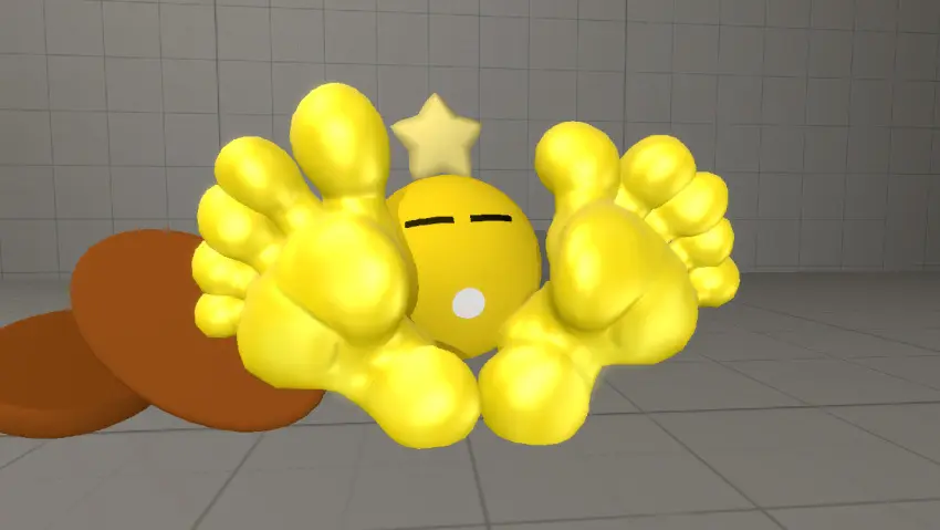 Image 1girls,female,open_mouth,solo,barefoot,feet,foot_fetish,sitting,closed_eyes,3d,soles,3d_model,sfm,toes,shoes_removed,yellow_skin,foot_focus,star_(symbol),on_ground,big_feet,weird,sitting_on_ground,mario_and_luigi_(series),starlow,jadeink