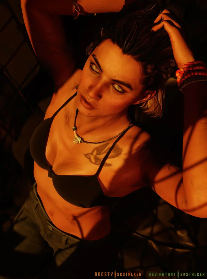 Image 1girls,female,female_only,solo,bra,solo_female,tattoo,necklace,3d,dani_rojas,dani_rojas_(female),far_cry,far_cry_6,skstalker