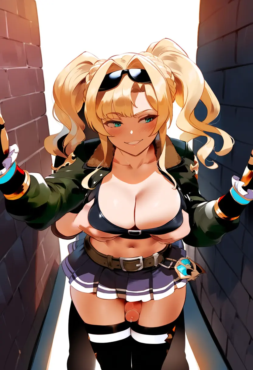 Image 1girls,breasts,female,1boy,male,penis,thighhighs,ai_generated,cleavage,breast_grab,thigh_sex,short_skirt,granblue_fantasy,thiccwithaq_(ai_style),tittyg-ai,hidden_sex,zeta_(granblue_fantasy)