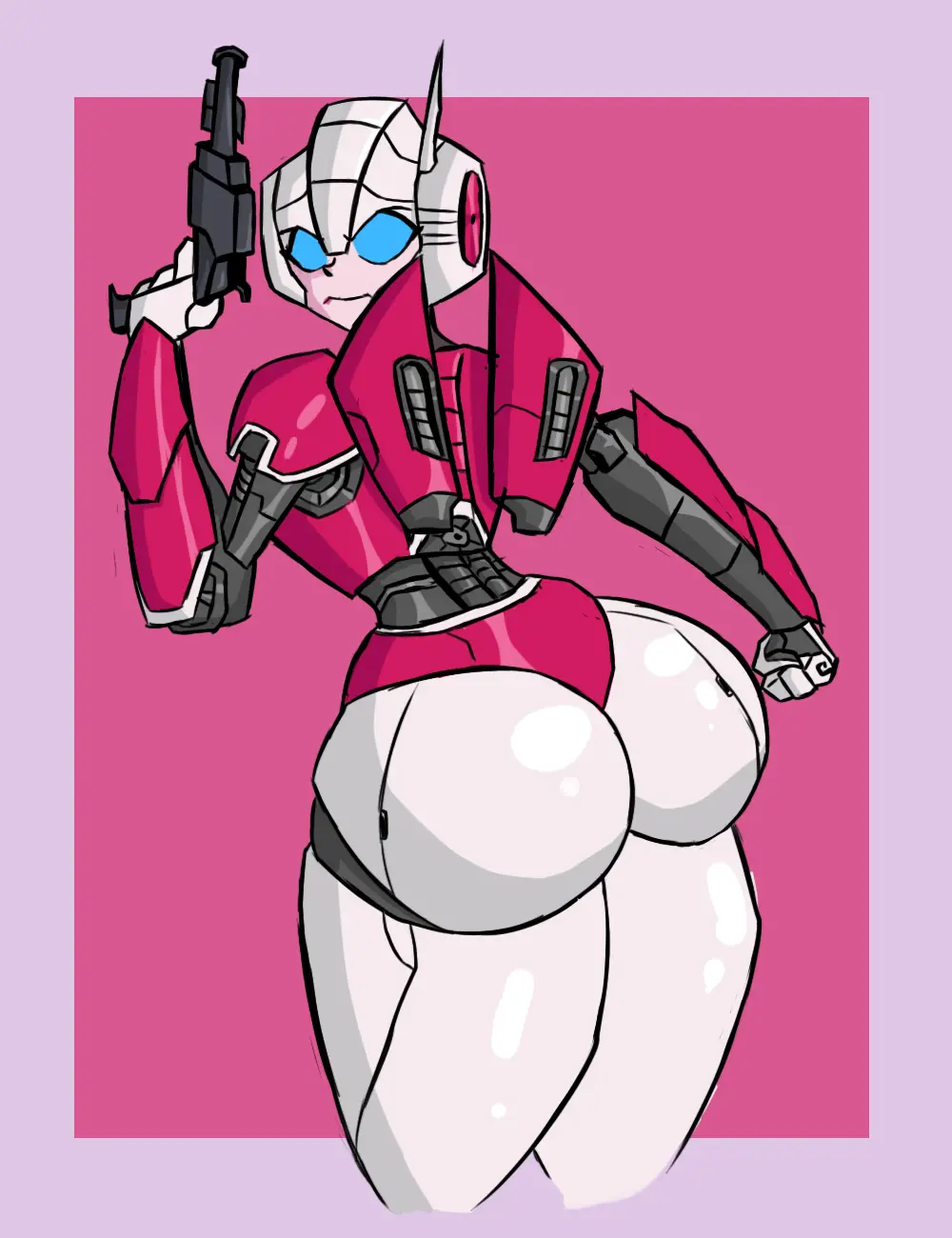 Image 1girls,female,female_only,solo,blue_eyes,ass,big_ass,looking_back,thick_thighs,tagme,thick_ass,rear_view,2024,annoyed,robot,robot_girl,robot_humanoid,gun,pistol,transformers,arcee,arcee_(g1),izrredman