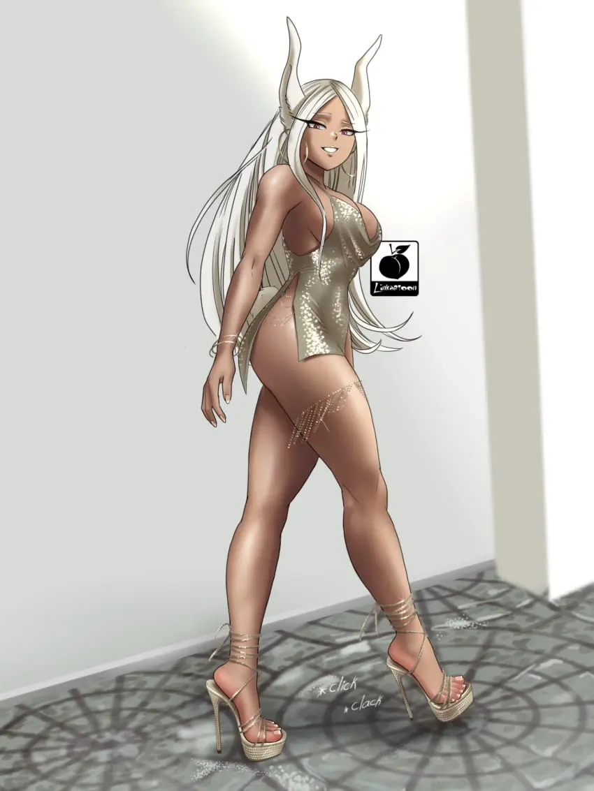 Image 1girls,female,female_only,long_hair,red_eyes,white_hair,earrings,thighs,dark_skin,artist_name,legs,my_hero_academia,dress,busty,curvy,bunny_ears,bunny_girl,dark-skinned_female,boku_no_hero_academia,high_heels,open_toe_shoes,platform_heels,revealing_clothes,bracelet,short_dress,bunny_tail,2024,artist_logo,fully_clothed,long_legs,miruko,rumi_usagiyama,twitter_link,long_eyelashes,very_high_heels,minidress,side_slit,stiletto_heels,linkartoon,slit_dress,strappy_heels,double_slit_dress,high_slit_dress,sparkly_dress
