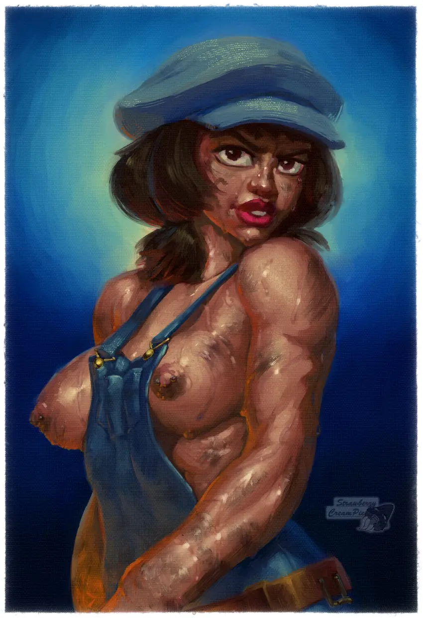 Image 1girls,breasts,female,nipples,solo,black_hair,sweat,disney,dark_skin,dark-skinned_female,nipple_piercing,latina,atlantis:_the_lost_empire,audrey_ramirez,strawberrycreampie
