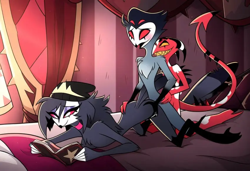 Image threesome,ai_generated,anal,incest,spitroast,avian_humanoid,helluva_boss,father_and_daughter,imp,octavia_(helluva_boss),blitzo_(helluva_boss),stolas_(helluva_boss),majoradrianai,technically_gay