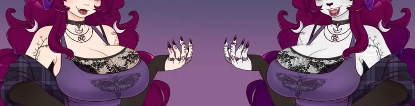 Image big_breasts,breasts,female,2girls,furry,cleavage,huge_breasts,amelie_(jinx_doodle),jinx_doodle