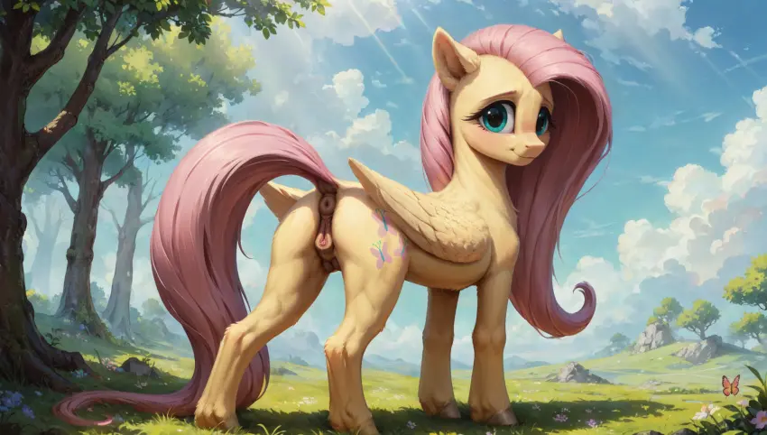 Image breasts,female,female_only,long_hair,nipples,solo,pussy,ai_generated,pink_hair,anus,mammal,friendship_is_magic,hasbro,my_little_pony,animal_genitalia,feral,animal_pussy,crotchboobs,equine_genitalia,equine_pussy,equid,equine,feral_only,horse,pegasus,pony,fluttershy_(mlp)