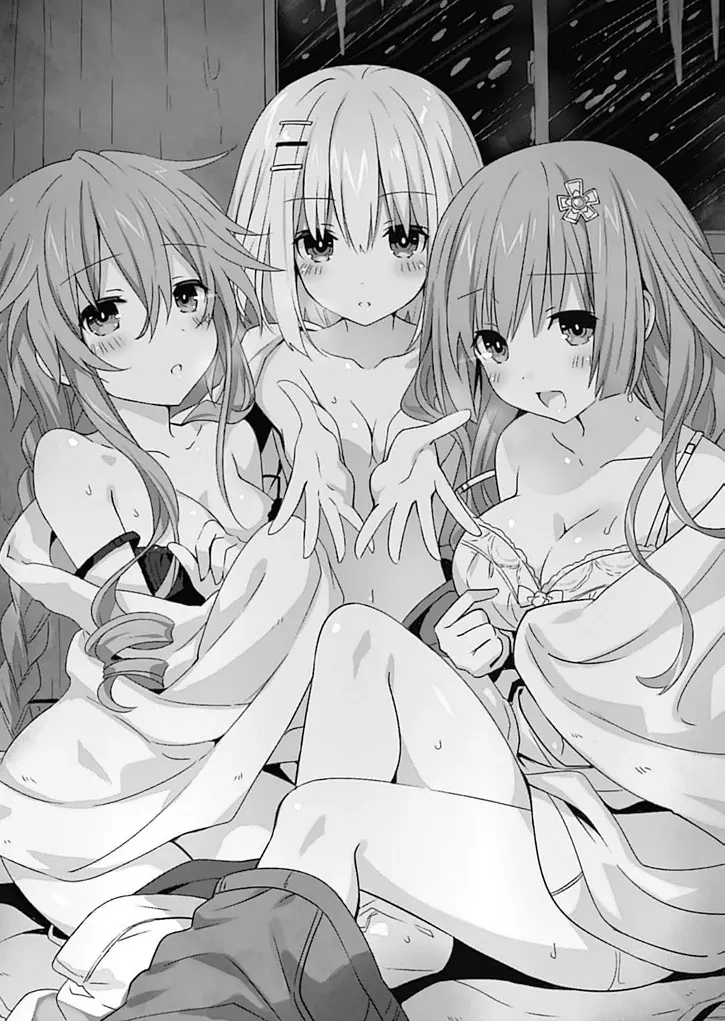 Image big_breasts,blush,breasts,female,hair_ornament,long_hair,open_mouth,short_hair,bra,underwear,thighs,bare_shoulders,bare_thighs,naked,black_and_white,undressing,almost_naked,bare_legs,date_a_live,official_art,novel_illustration,tsunako,tobiichi_origami,yamai_yuzuru,izayoi_miku,shoulder_pads