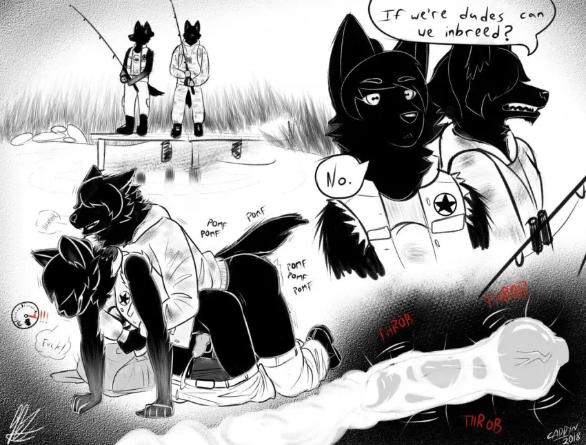 Image cum,male,sex,duo,doggy_style,cum_in_ass,male/male,from_behind_position,anthro,cum_inside,ejaculation,genital_fluids,bodily_fluids,canid,canine,fur,mammal,black_body,hands-free,black_fur,incest_(lore),internal,fishing_rod