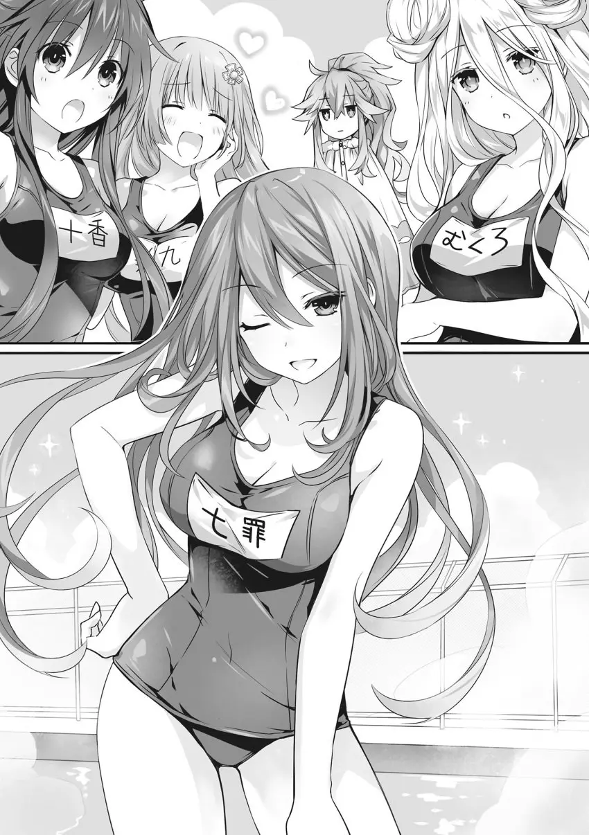 Image big_breasts,blush,breasts,female,long_hair,open_mouth,thighs,bare_shoulders,bare_thighs,one_eye_closed,swimsuit,black_and_white,school_swimsuit,bare_legs,date_a_live,yatogami_tohka,bare_arms,official_art,novel_illustration,tsunako,izayoi_miku,kyouno_natsumi,kyouno_natsumi_(adult),swimming_pool,hoshimiya_mukuro