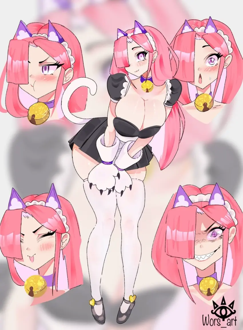 Image 1girls,big_breasts,breasts,female,cat_ears,catgirl,pink_hair,tagme,maid,maid_outfit,2024,brawl_stars,colette_(brawl_stars),supercell,pinku_pawlette,wors_art,cat_maid