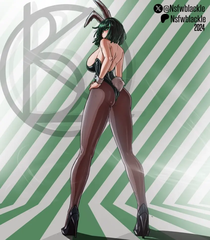 Image big_breasts,breasts,female,short_hair,ass,thick_thighs,hips,shoulders,stockings,bunny_ears,bunny_girl,green_hair,high_heels,small_waist,bunny_tail,bunnysuit,back_view,one-punch_man,fubuki_(one-punch_man),hips_wider_than_shoulders,nsfwblackle
