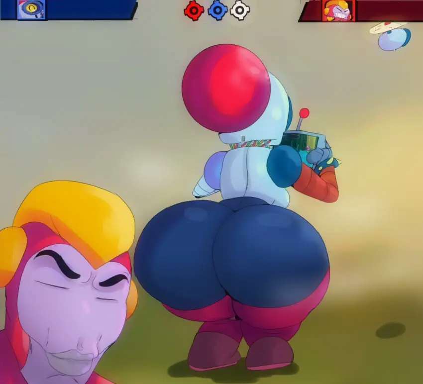 Image clothed,female,1boy,male,ass,big_ass,bottom_heavy,female_focus,huge_ass,thighs,clothed_female,tagme,thick_ass,ass_focus,large_ass,brawl_stars,meme,robot,robot_girl,drone,unaware,playing_videogame,supercell,huesosdry,humor,surge_(brawl_stars),1robot_girl,nani_(brawl_stars)