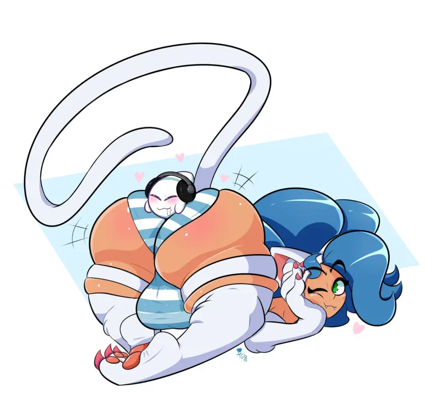 Image clothed,clothing,hi_res,simple_background,animal_ears,blue_hair,male,tail,panties,underwear,ass,big_butt,huge_ass,looking_back,thick_thighs,1futa,duo,futanari,headphones,humanoid,intersex,wide_hips,femboy,digital_media_(artwork),eyelashes,teeth,balls,drooling,hair,green_eyes,animal_humanoid,one_eye_closed,closed_eyes,back,saliva,top-down_bottom-up,ghost,topless,bodily_fluids,genitals,mammal,claws,fangs,all_fours,cat_humanoid,feline,huge_balls,back_view,electronics,mammal_humanoid,heart_symbol,felid,intersex/male,darkstalkers,mostly_nude,felid_humanoid,feline_humanoid,capcom,futa/male,spirit,2018,ocxcanon,felicia_(darkstalkers),chaoz_(chaozdesignz),male_feline,thegentlebro