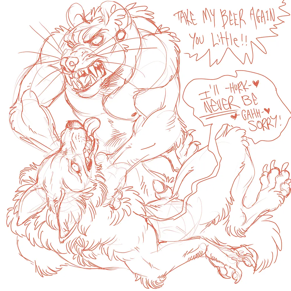Image nipples,open_mouth,simple_background,white_background,male,nude,penis,tail,tongue_out,lying,on_back,tongue,duo,feet,male/male,teeth,anthro,piercing,text,monochrome,canid,fur,genitals,mammal,dialogue,claws,looking_at_another,ear_piercing,eye_contact,english_text,speech_bubble,toes,animal_genitalia,animal_penis,sheath,heart_symbol,strangling,anthro_on_anthro,4_toes,whiskers,hands_around_neck,sayuncle