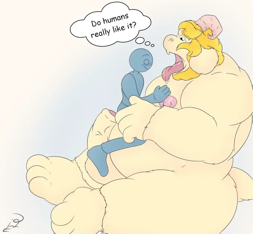 Image hi_res,open_mouth,male,tongue,duo,male/male,hair,size_difference,anthro,text,blonde_hair,fur,mammal,english_text,white_body,bovid,white_fur,undertale,caprine,goat,undertale_(series),body_hair,vore,boss_monster_(undertale),oral_vore,asgore_dreemurr,jon_noj