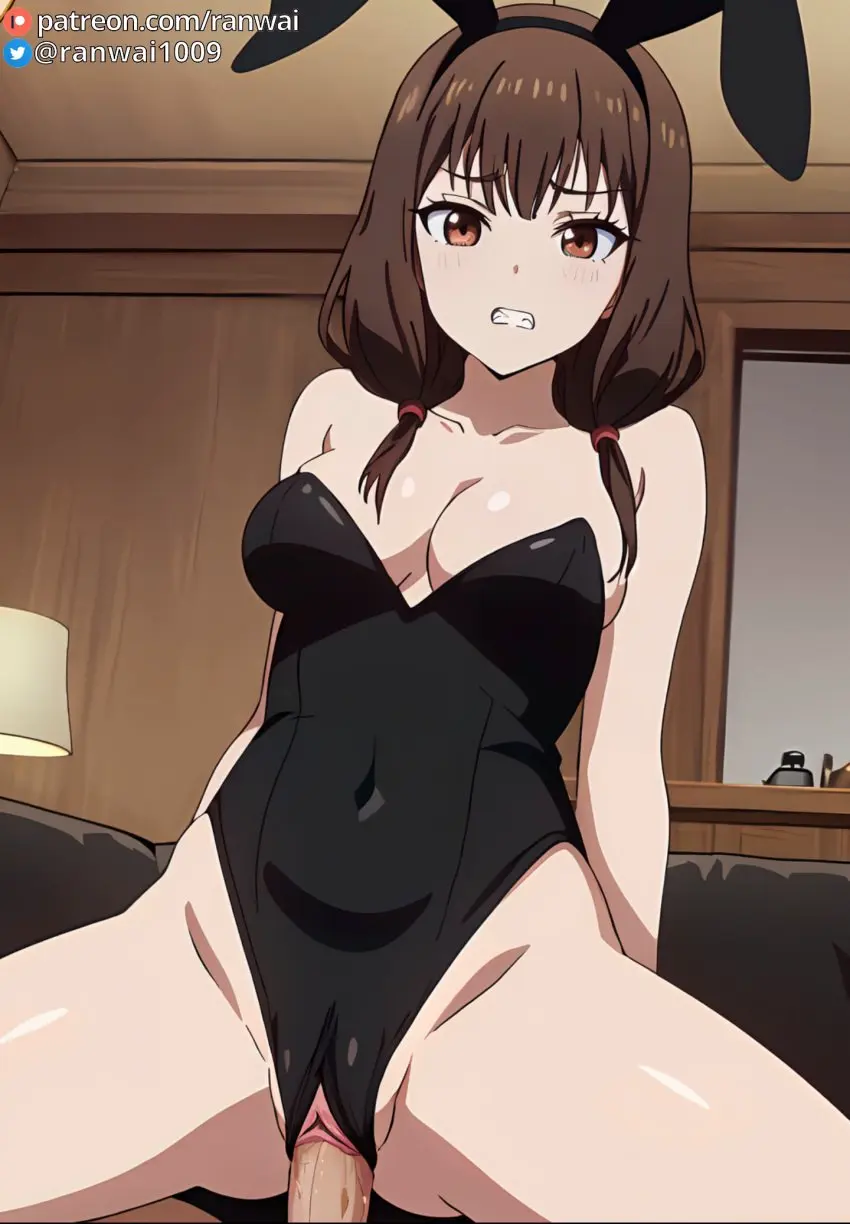 Image 1girls,brown_eyes,female,human,1boy,male,sex,ai_generated,cowgirl_position,stable_diffusion,vaginal_penetration,vaginal_sex,brown_hair,bunny_girl,bunnysuit,bondage,anime,kaguya-sama_wa_kokurasetai_~tensai-tachi_no_renai_zunousen~,ranwai,iino_miko