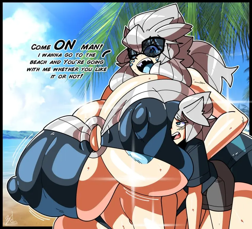 Image 1girls,2023,big_breasts,breasts,female,grey_hair,large_breasts,nipples,open_mouth,1boy,male,short_hair,bikini,female_focus,areola,areolae,beach,cleavage,huge_breasts,gigantic_breasts,original,original_character,pale-skinned_female,pale_skin,artist_signature,bikini_top,big_nipples,oc,big_areola,nipple_bulge,areola_slip,sunglasses,selfcest,talking_to_partner,pale-skinned_male,femzor,zoruadrawsstuff,zor_(zoruadrawsstuff),carrying_person