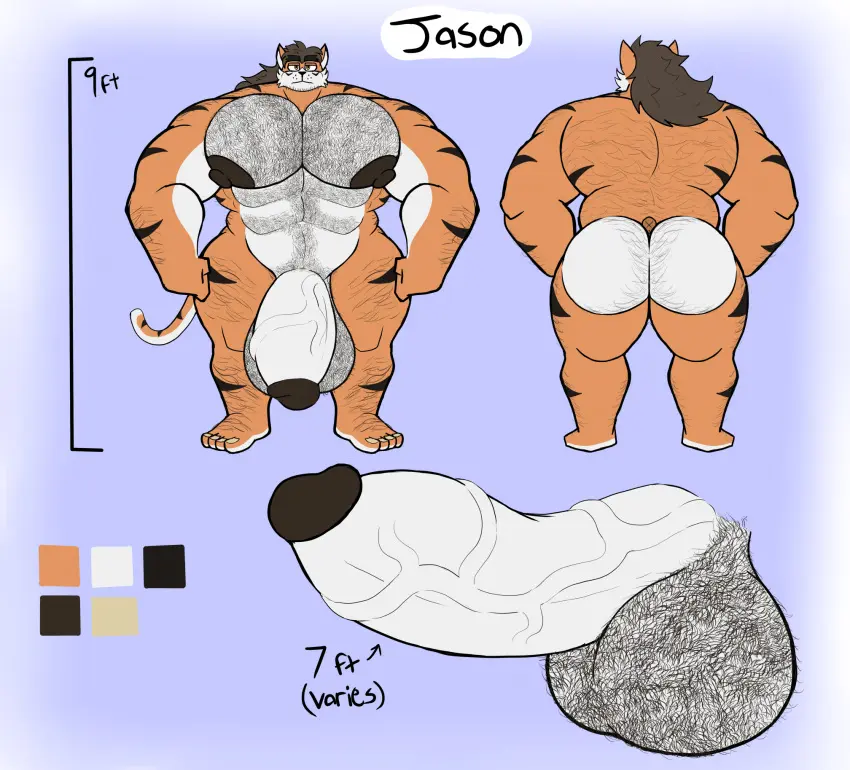 Image male,penis,muscular,muscular_male,anthro,hyper_penis,hyper,tiger,reference_sheet,reference_image,tykehictow