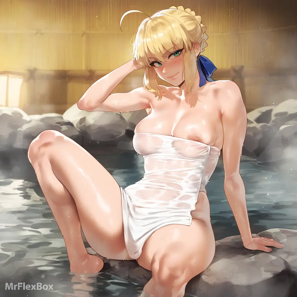 Image 1girls,blush,female,looking_at_viewer,nipples,no_bra,smile,solo,nude,areola,areolae,water,armpits,wet_skin,ai_generated,arms_up,2d,blonde_hair,spread_legs,sitting,wet,ahoge,legs_up,no_panties,steaming_body,from_side,2d_(artwork),steam,nipples_visible_through_clothing,wet_body,towel,onsen,fate_(series),nipple_slip,areola_slip,arms_behind_back,fate/stay_night,towel_only,naked_towel,fate/grand_order,water_drop,areolae_slip,artoria_pendragon,artoria_pendragon_(all),sitting_on_rock,artoria_pendragon_(fate),fate/zero,saber,mrflexbox,wet_towel