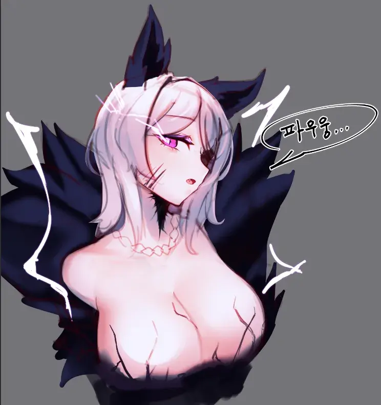 Image 1girls,big_breasts,breasts,clothing,female,large_breasts,looking_at_viewer,white_hair,animal_ears,short_hair,furry,cleavage,huge_breasts,purple_hair,fur,wolf_ears,wolf_girl,project_moon,limbus_company,faust_(limbus_company)