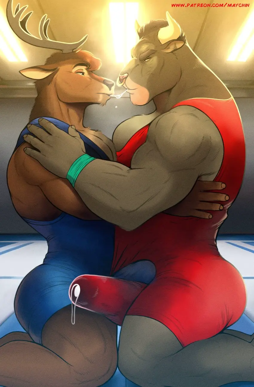 Image clothed,clothing,hi_res,male,sex,thick_thighs,duo,erection,kneeling,muscular,muscular_male,male/male,yaoi,eyebrows,side_view,hair,saliva_string,anthro,piercing,text,absurd_res,wet,saliva,bara,bulge,genital_fluids,bodily_fluids,fur,inside,mammal,precum,biceps,muscular_anthro,pecs,horn,looking_at_another,antlers,eye_contact,narrowed_eyes,precum_through_clothing,2024,kissing,original_characters,big_muscles,bovid,bovine,deer,tuft,big_bulge,nails,clothed_sex,url,erection_under_clothing,anthro_on_anthro,tenting,masculine_male,hug,ring_piercing,nose_piercing,nose_ring,grinding,facial_piercing,wristband,deltoids,wet_clothing,cattle,huge_muscles,bulge_frottage,blue_mankini,wrestling_singlet,mankini,penis_exposed_on_mankini,holding_mankini,maychin,red_mankini