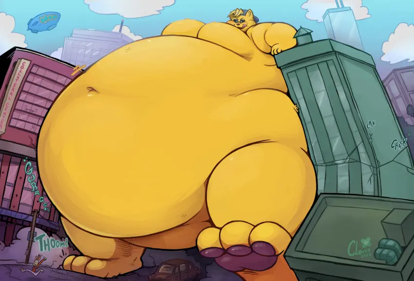Image clothing,hi_res,solo,male,navel,hat,headwear,sky,male_only,belly,big_belly,headgear,huge_belly,eyewear,size_difference,anthro,text,absurd_res,mammal,sound_effects,feline,smaller_male,biped,outside,artist_logo,logo,felid,walking,overweight,day,larger_male,sunglasses,domestic_cat,felis,morbidly_obese,obese,macro,onomatopoeia,stomping,city,skyscraper,smaller_anthro,moobs,overweight_male,vehicle,destruction,2020,car,obese_anthro,overweight_anthro,baseball_cap,building,obese_male,backwards_hat,building_destruction,backwards_baseball_cap,rumbling_stomach,big_moobs,larger_anthro,aircraft,morbidly_obese_anthro,morbidly_obese_male,airship,plushclover