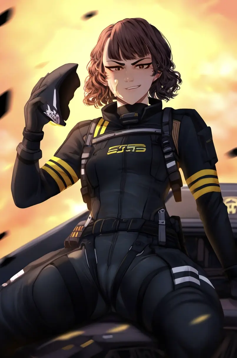 Image 1girls,brown_eyes,female,looking_at_viewer,solo,cum,cum_on_face,short_hair,white_skin,athletic,ai_generated,solo_female,spread_legs,brown_hair,cameltoe,helldivers,helldivers_2,jumpsuit,harness,pussy_visible_through_clothes,pilot_suit,democracy,eagle-1_(helldivers),pilot,soldier,helldiver,flight_suit