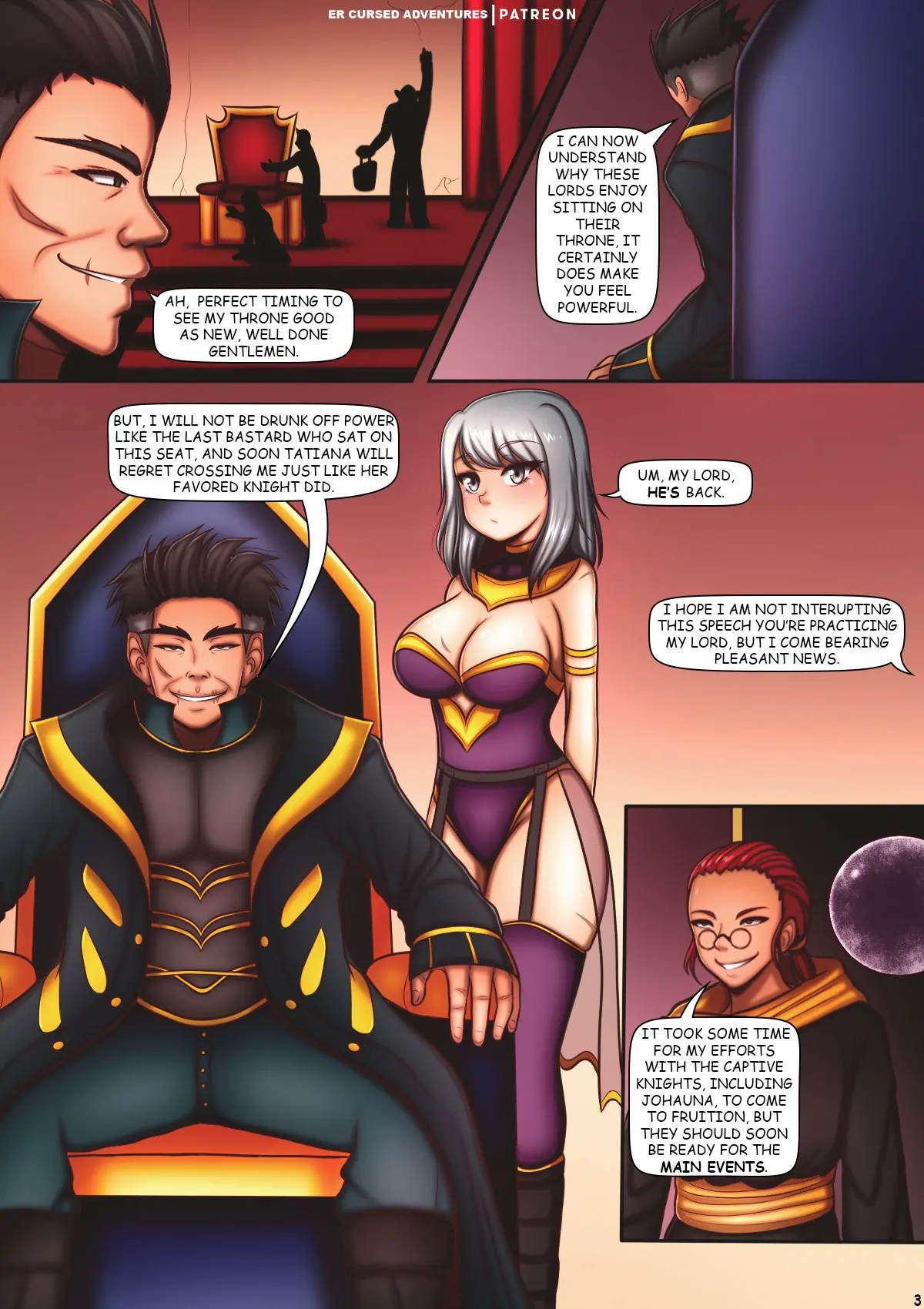 Image female,white_hair,comic,page_3,villain,throne,throne_room,mage,sexy_outfit,beatrice_starweller,chapter_3,drask,er_cursed_adventures,er_writer,plot,xander