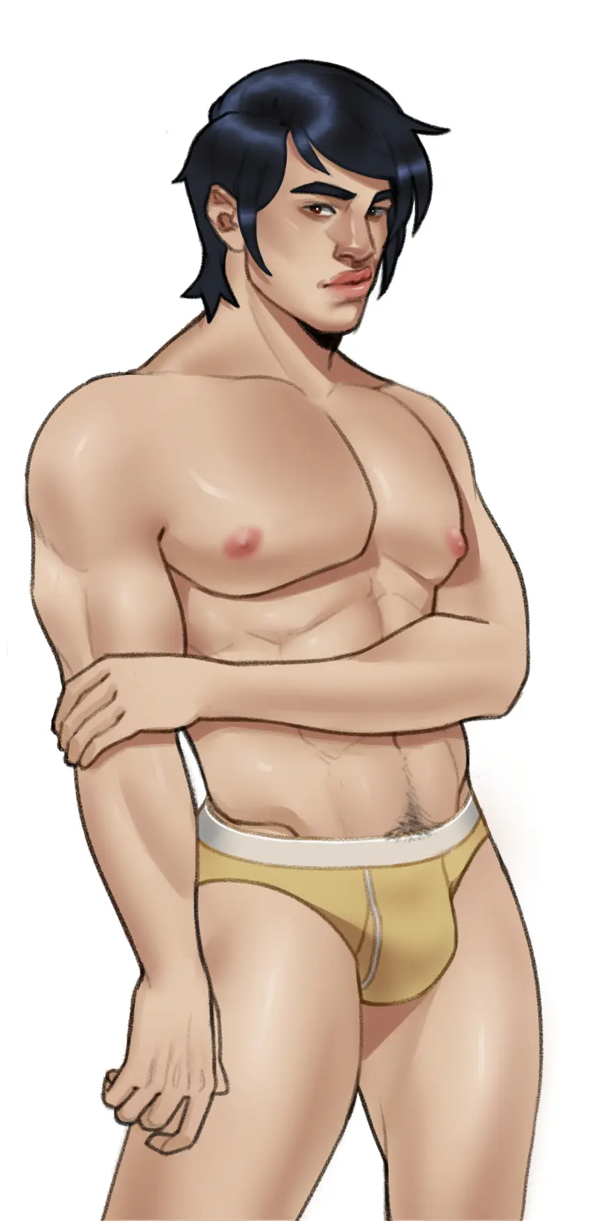 Image hi_res,highres,looking_at_viewer,nipples,1boy,male,underwear,2021,muscular,muscular_male,male_only,yaoi,pubic_hair,bara,bulge,male_nipples,male_pubic_hair,briefs,droppindraws